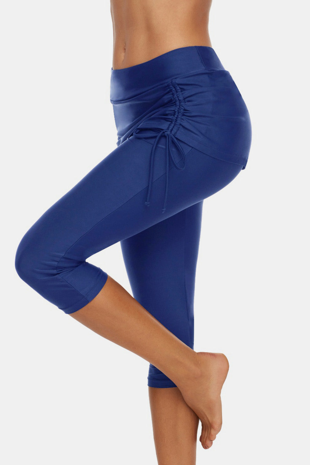 Drawstring Mid-Rise Waist Swim Capris