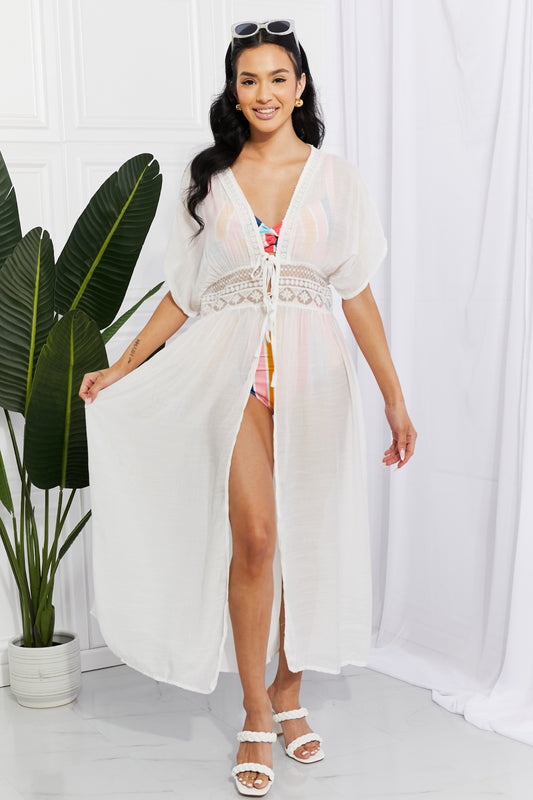 White One Size Marina West Swim Sun Goddess Tied Maxi Cover-Up