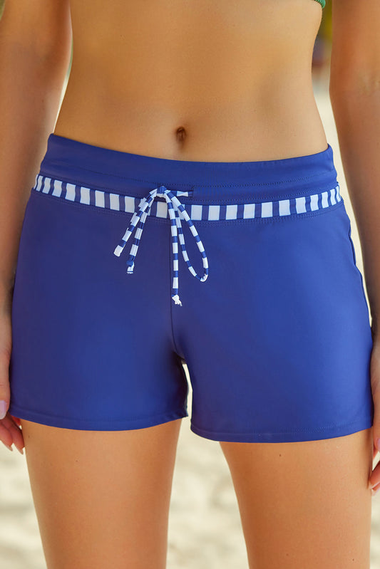 Royal Blue Full Size Run Contrast Drawstring Swim Bottoms